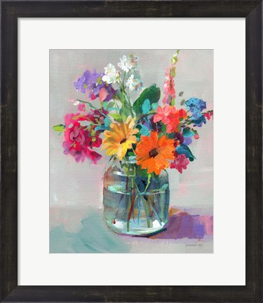 Framed Cottage Garden Bouquet I Print