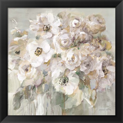 Framed Blushing Bouquet Neutral Print