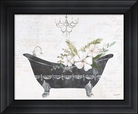 Framed Floral Bath I Flipped Print