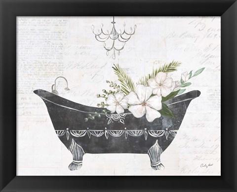 Framed Floral Bath I Flipped Print