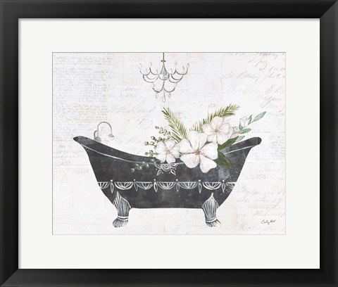 Framed Floral Bath I Flipped Print