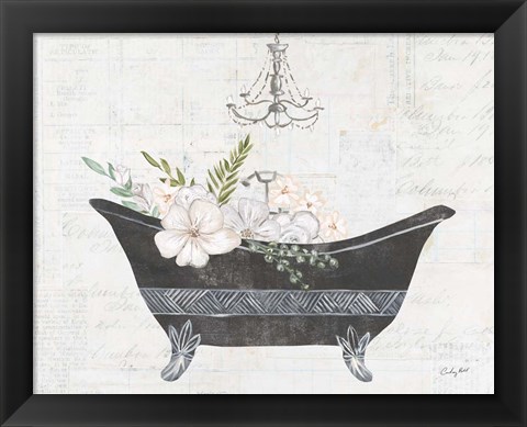 Framed Floral Bath II Print