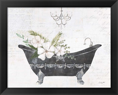 Framed Floral Bath I Print