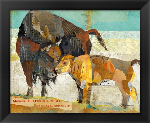 Framed Bison and Baby Print