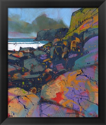 Framed Morfa Cove Rocks Print