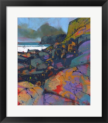 Framed Morfa Cove Rocks Print