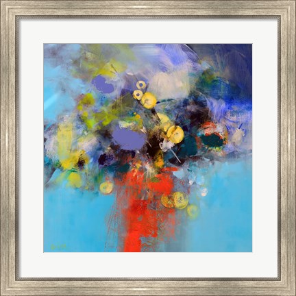 Framed Blue and Yellow Flowers Print