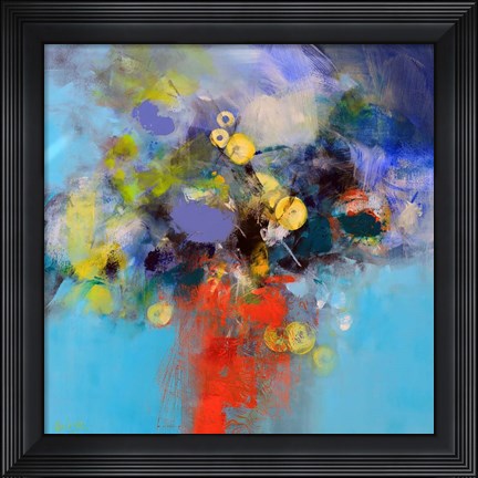 Framed Blue and Yellow Flowers Print