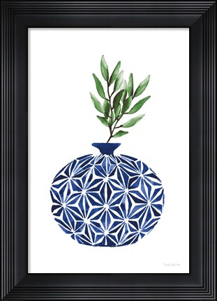 Framed Cobalt Geometric Vases IV Print