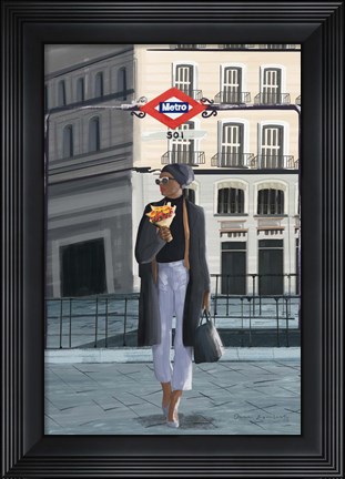 Framed Girl in Madrid Print