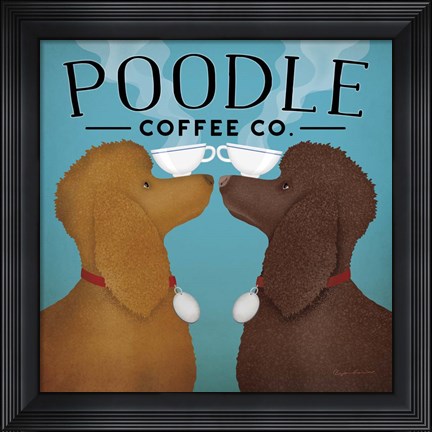 Framed Double Poodle Coffee Print