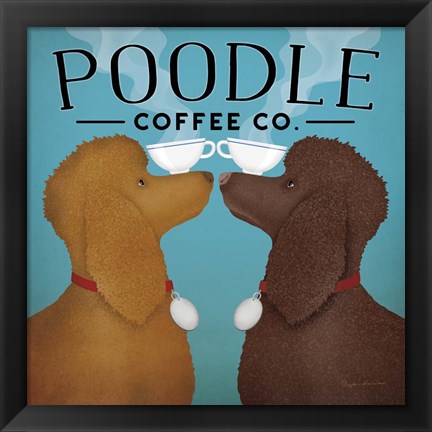 Framed Double Poodle Coffee Print