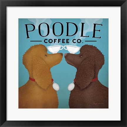 Framed Double Poodle Coffee Print