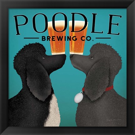 Framed Double Poodle Brewing Print