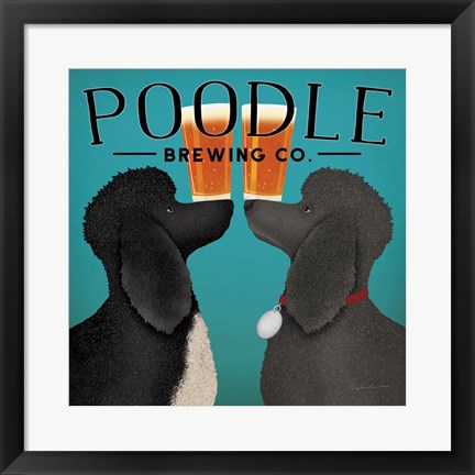 Framed Double Poodle Brewing Print