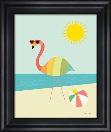 Framed Beach Flamingo Print
