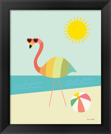 Framed Beach Flamingo Print