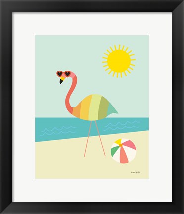 Framed Beach Flamingo Print
