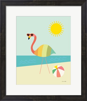 Framed Beach Flamingo Print