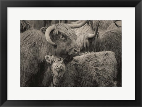 Framed Highland Cow Under Cover Neutral Print