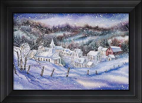Framed Winter Village Print