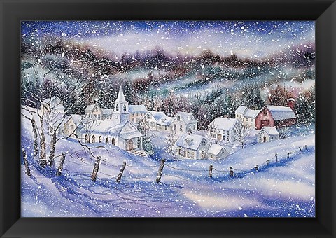 Framed Winter Village Print