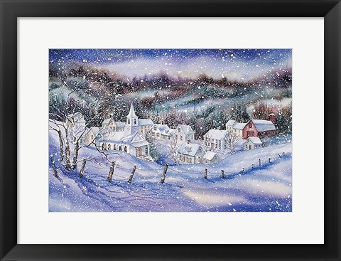 Framed Winter Village Print