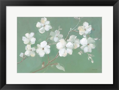 Framed Blossoms on Sage Print