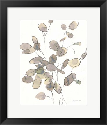 Framed Transparent Leaves Dark Crop Print