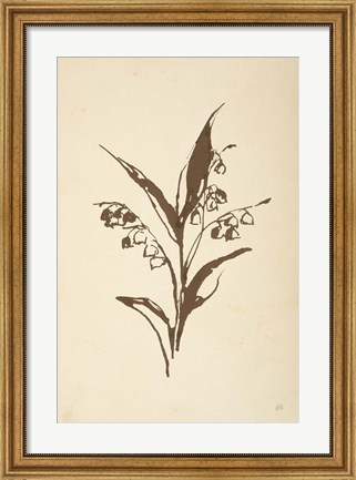 Framed Vintage Line Lily of the Valley I Print