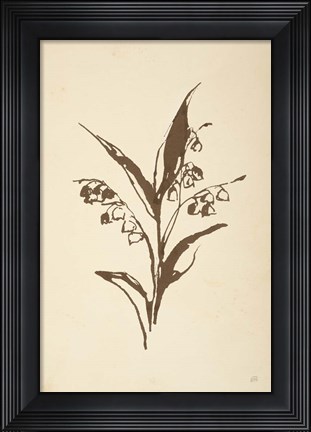 Framed Vintage Line Lily of the Valley I Print