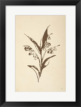 Framed Vintage Line Lily of the Valley I Print