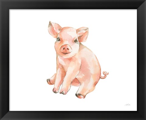 Framed Sweet Piggy Sitting Print