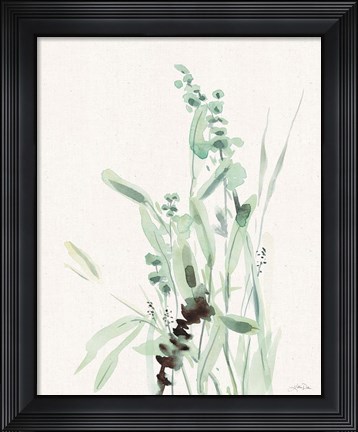 Framed Grasses III on Linen Print