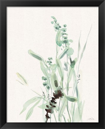 Framed Grasses III on Linen Print