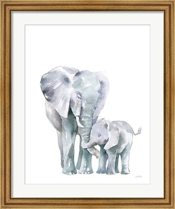 Framed Mama Elephant on White Print