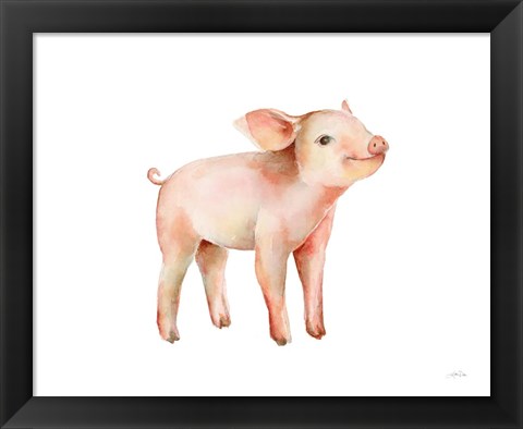 Framed Sweet Piggy on White Print