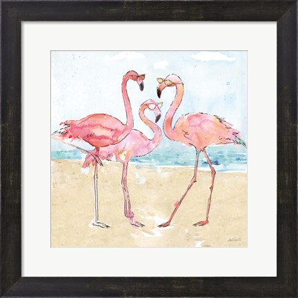 Framed Flamingo Fever Beach Print