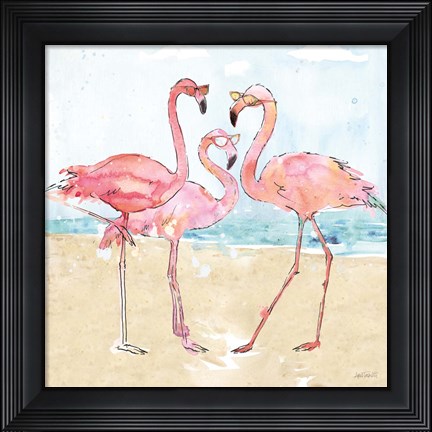 Framed Flamingo Fever Beach Print