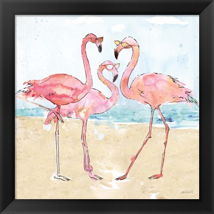 Framed Flamingo Fever Beach Print