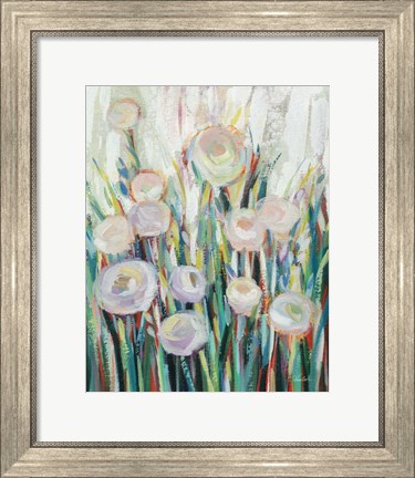Framed Sprinkled White Flowers II Print