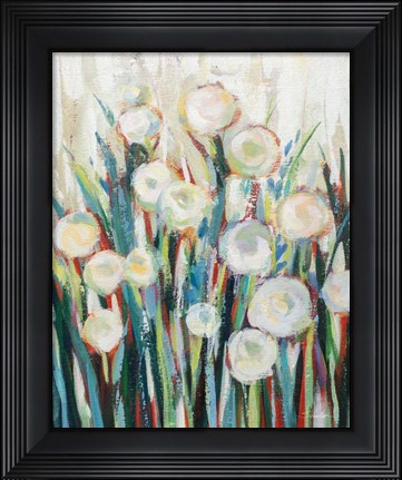 Framed Sprinkled White Flowers I Print