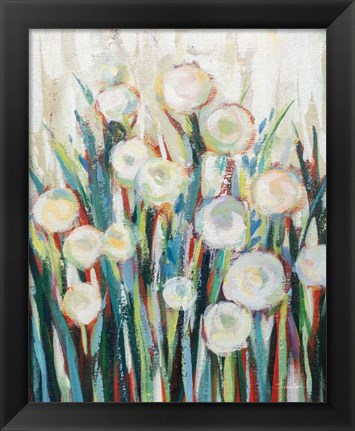 Framed Sprinkled White Flowers I Print