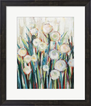 Framed Sprinkled White Flowers I Print