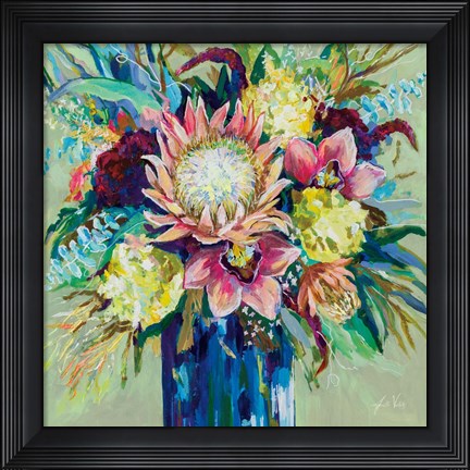 Framed Marias Bouquet Sage Print