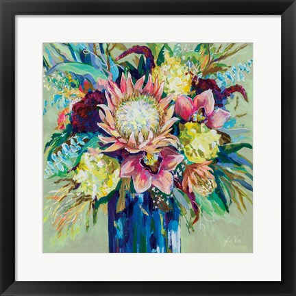 Framed Marias Bouquet Sage Print