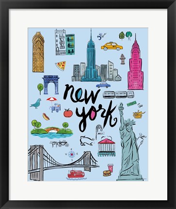 Framed Travel NYC Blue Print