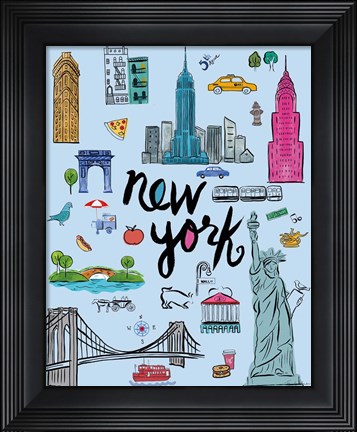 Framed Travel NYC Blue Print