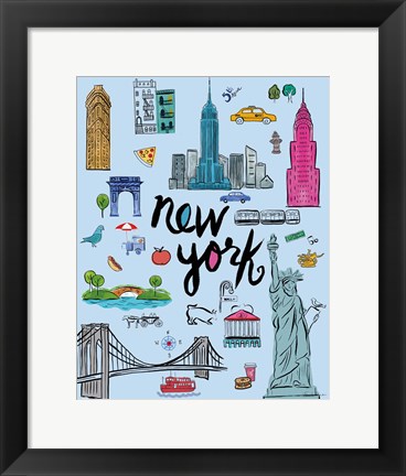 Framed Travel NYC Blue Print