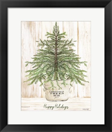 Framed Happy Holidays Tree Print